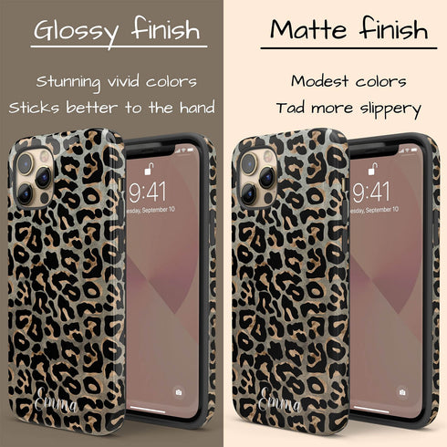 Metallic Leopard Personalized Name iPhone Case